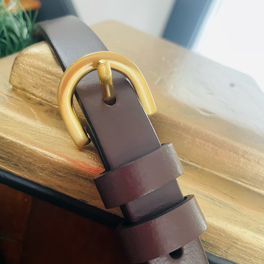 J. Crew Dark Brown Belt with Gold Buckle - Picture 15 of 16